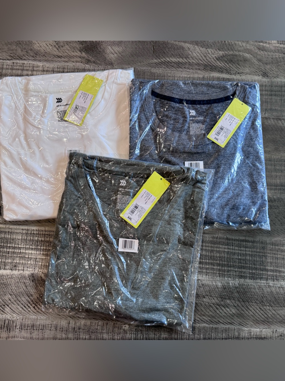All in Motion Crew Neck T-Shirts - White, Gray, and Olive- size XXL